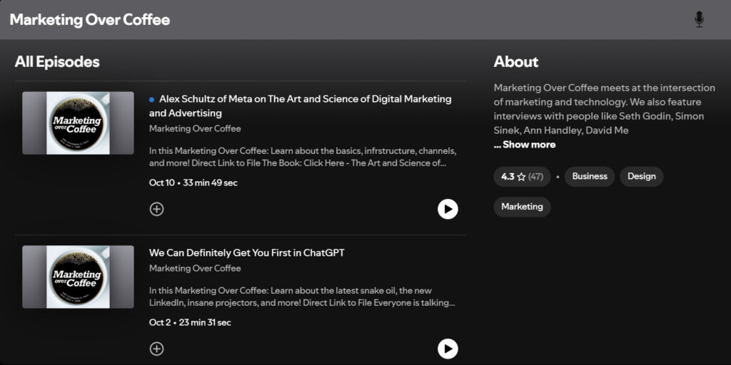 Marketing Over Coffee – Hosted by John J. Wall and Christopher S. Penn - Podcast