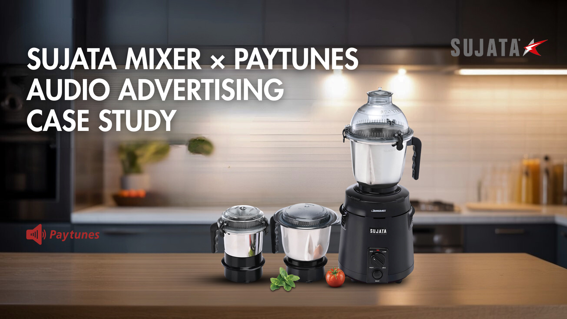 Sujata Mixer audio advertising case study by Paytunes showcasing digital audio campaign performance in Kerala